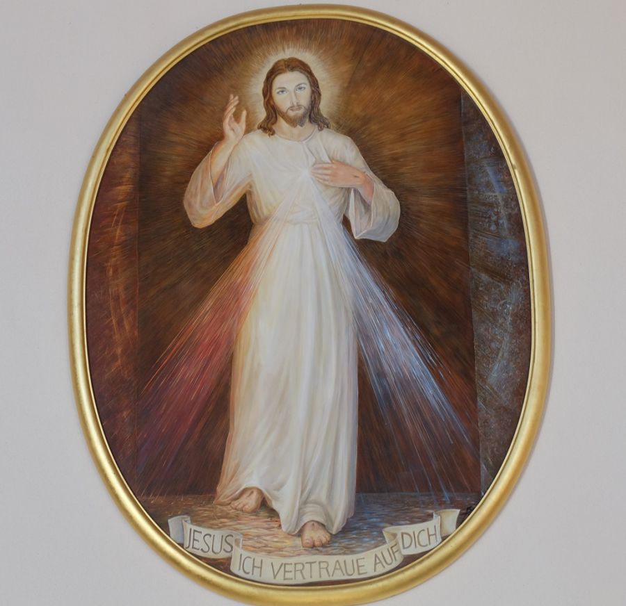 Bild des barmherzigen Jesus in der Pfarrkirche in Mindelstetten